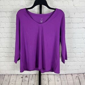 J. Jill Forward Seam T-Shirt Purple Scoopneck Size Large Petite